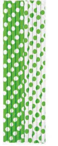 Paper Straws - Green Dots - Click Image to Close